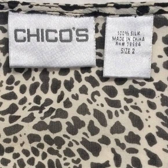 Chico’s 100% Silk Short Sleeved Leopard Print Top, Sz L/12 (Chico’s Sz 2), NWOT - Picture 8 of 10